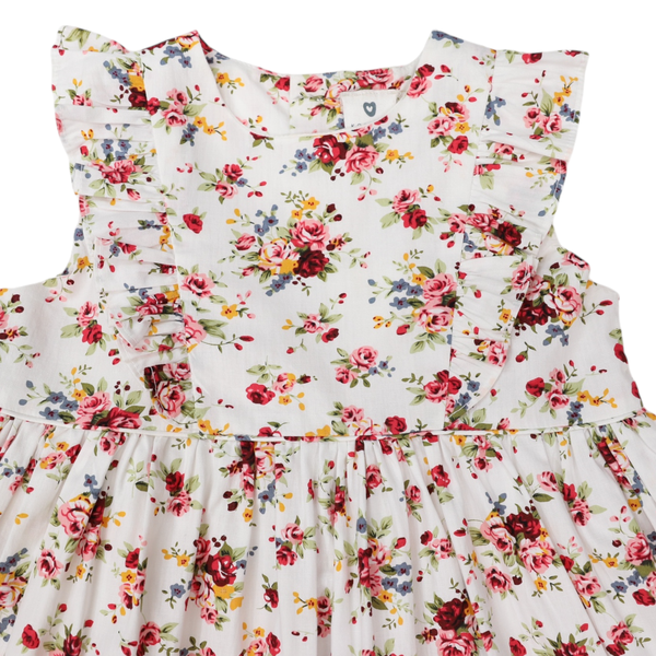 Korango Flower Dress with Frill White