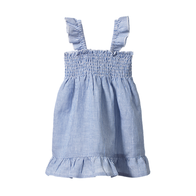 Gala Dress Linen Blue Stripe