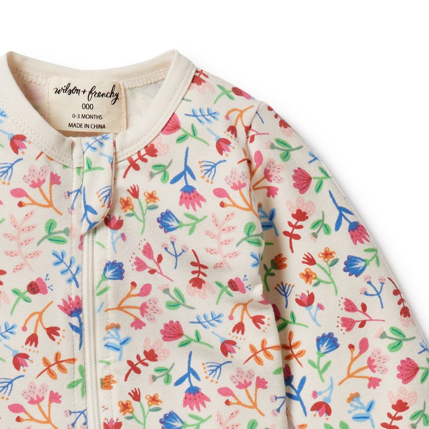 Organic Zipsuit with Feet Tropical Garden