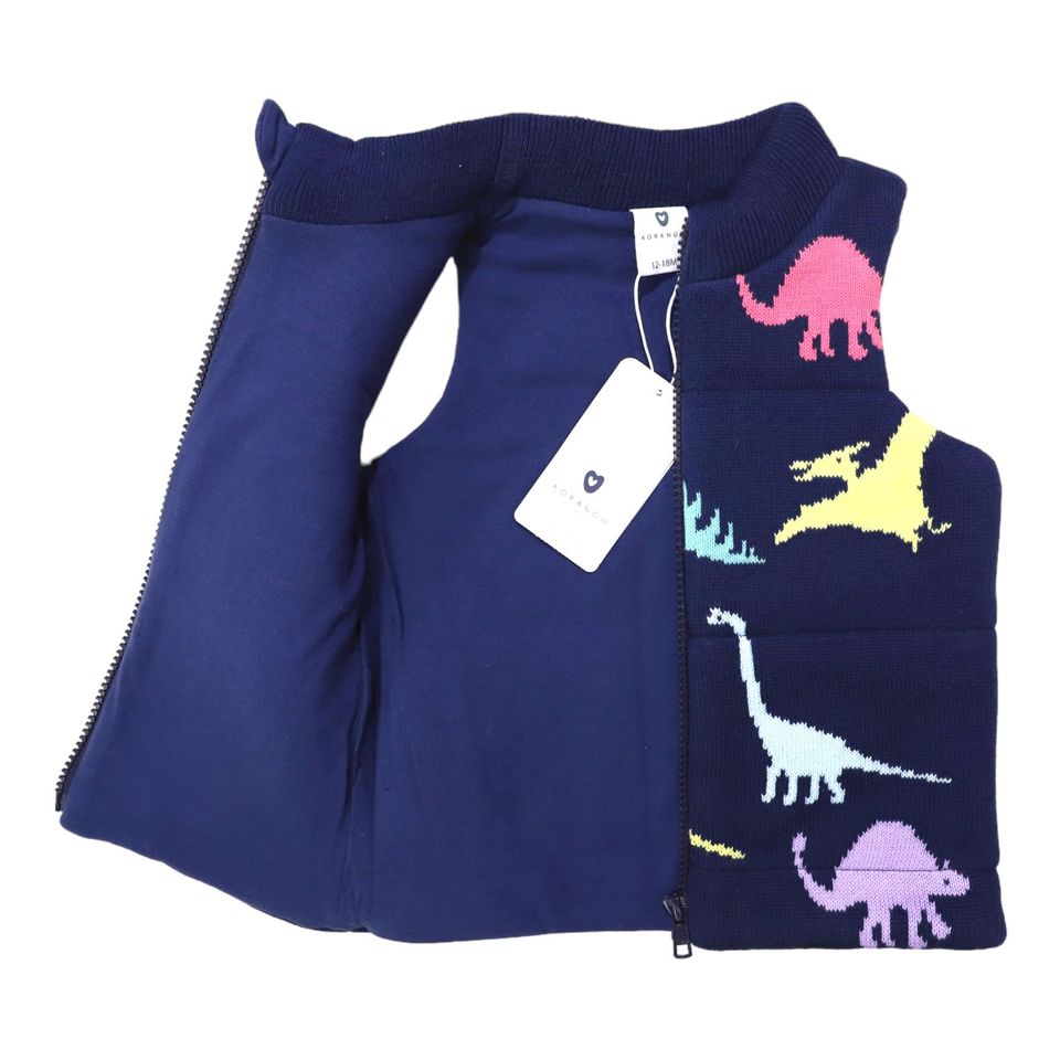 Dinosaur Padded Knit Vest Navy