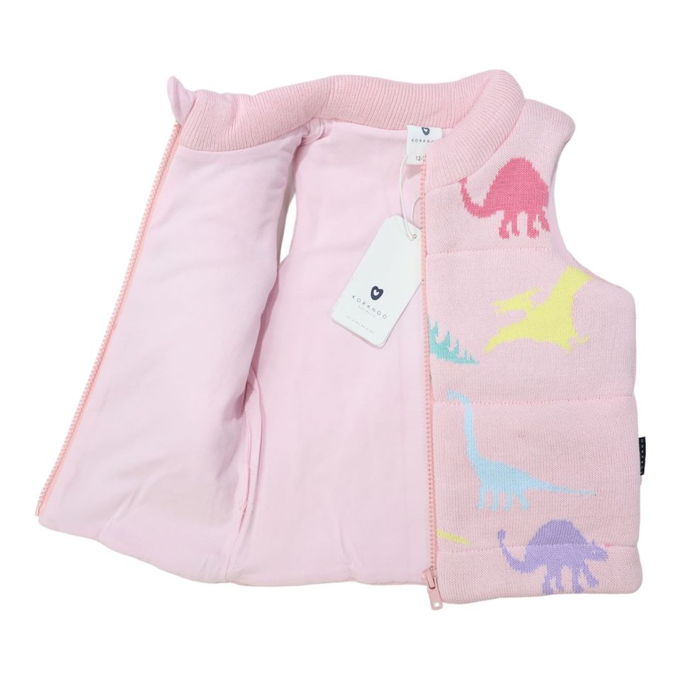 Dinosaur Padded Knit Vest Pink