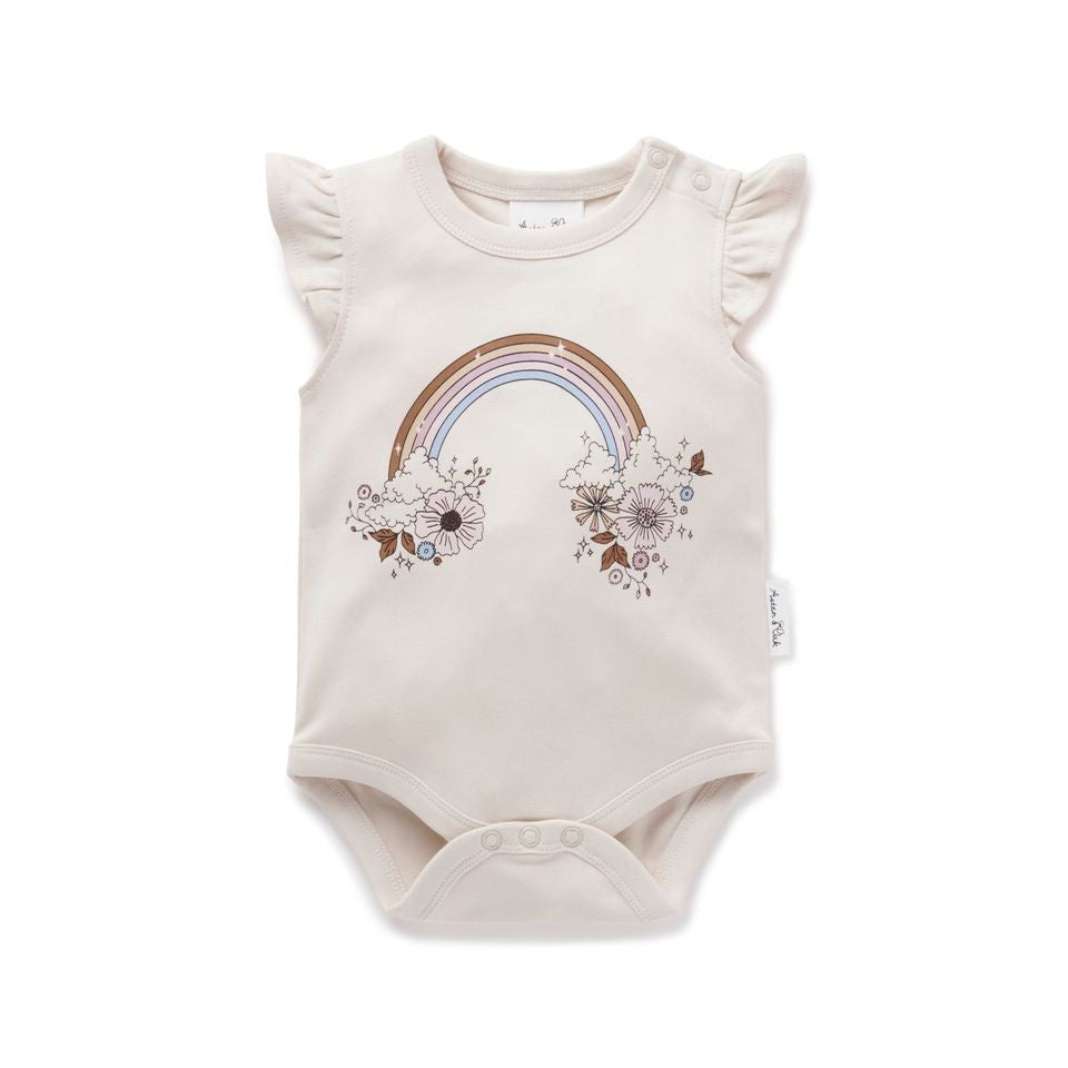 Rainbow Print Flutter Onesie Aster and Oak