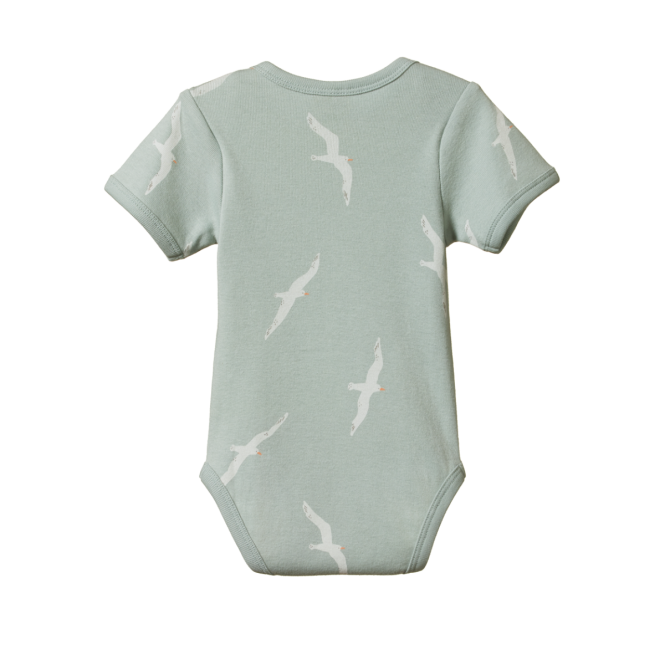Nature Baby Organic Cotton SS Bodysuit Flying Albatross Print.