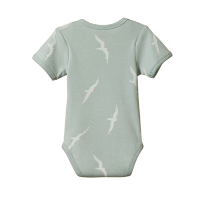Nature Baby Organic Cotton SS Bodysuit Flying Albatross Print.
