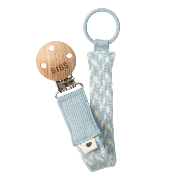 Pacifier Clip Baby Blue/Ivory