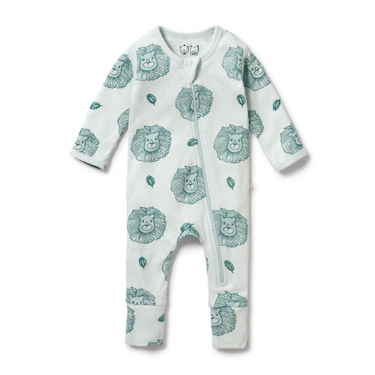 Little Lion Organic Pointelle Zipsuit with Feet