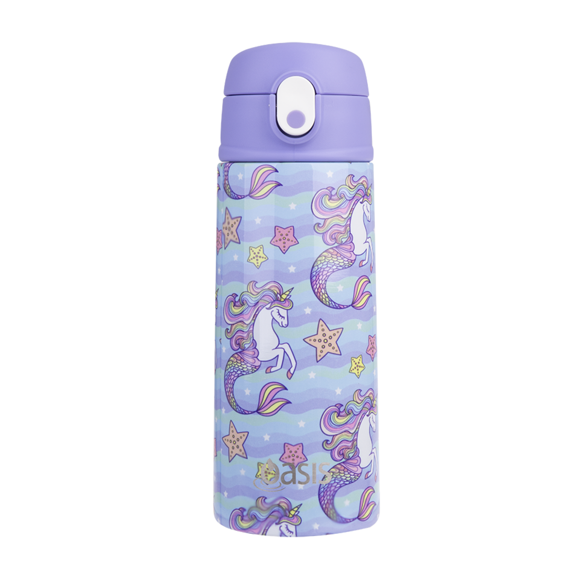 Oasis Stainless Steel Double Wall Insulated Kids Drink Bottle w Sipper 550ml Mermaid Unicorns