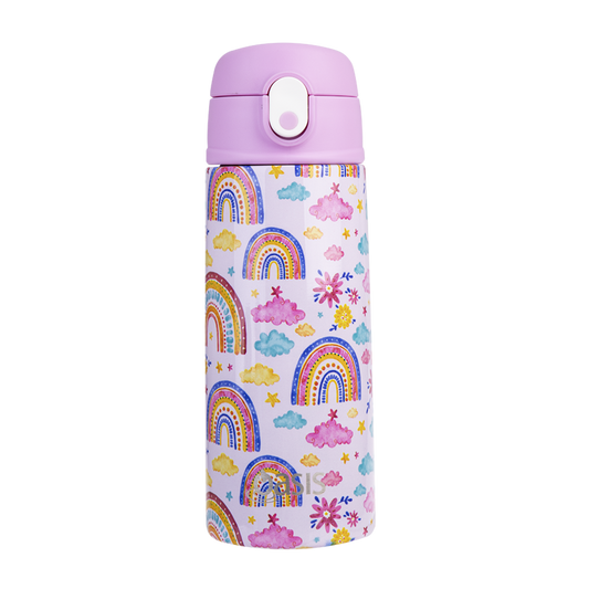 Oasis Stainless Steel Double Wall Insulated Kids Drink Bottle w Sipper 550ml Rainbow Sky