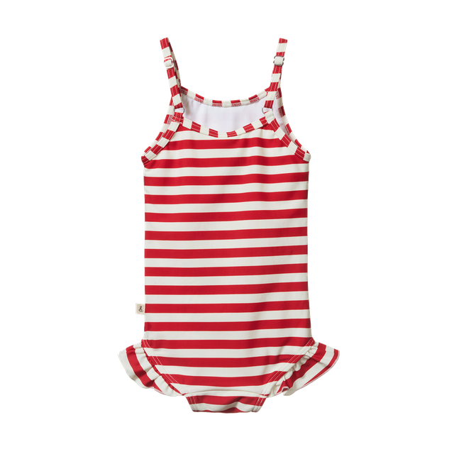 Frill Swimsuit Red Sea Stripe