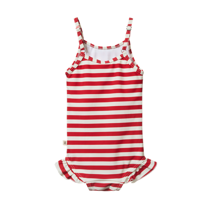 Frill Swimsuit Red Sea Stripe