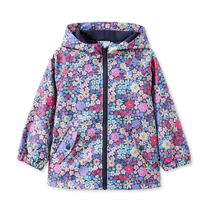 Milky Navy Bloom Rain Jacket