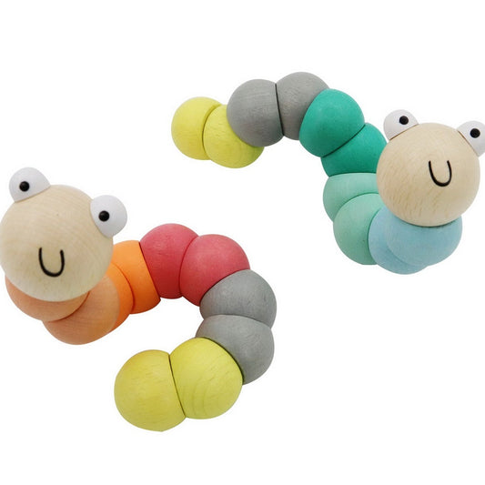 Wooden Pastel Jointed Worm Toy