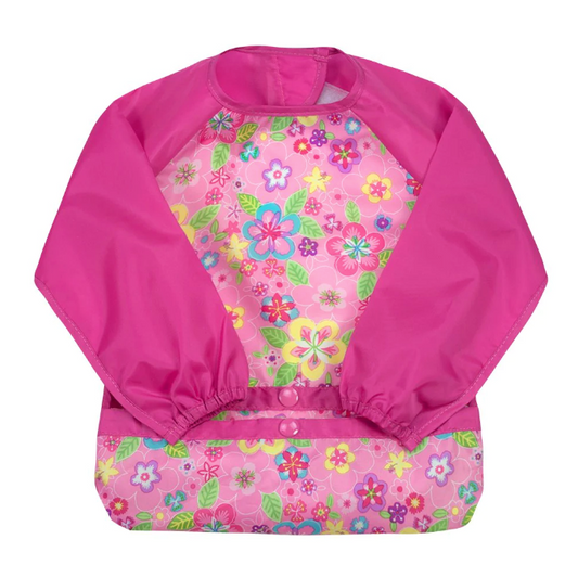 Snap & Go Easy-Wear Long Sleeve Bib Pink Flower