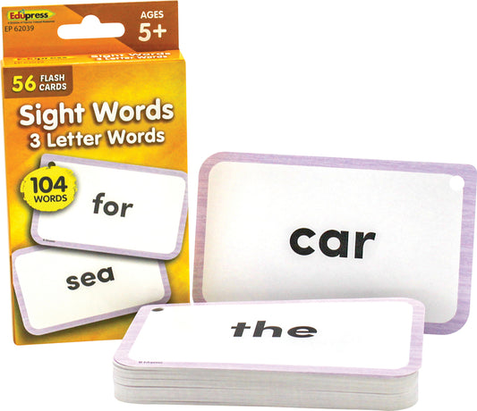 Sight Words Flash Cards 3 Letter Words