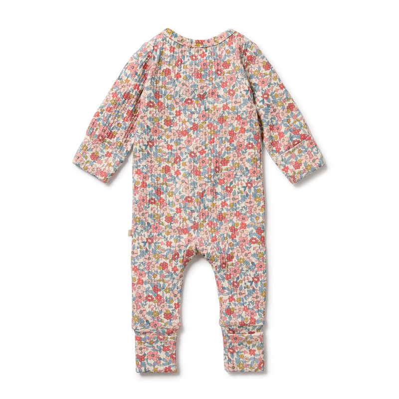 Organic Zipsuit with Feet Summer Bloom