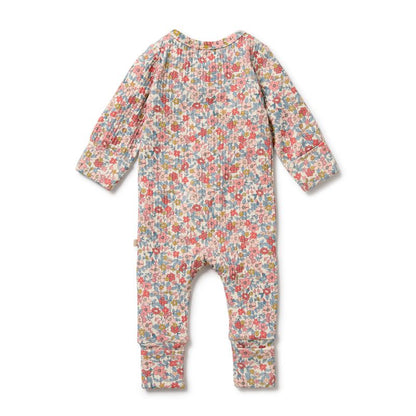 Organic Zipsuit with Feet Summer Bloom