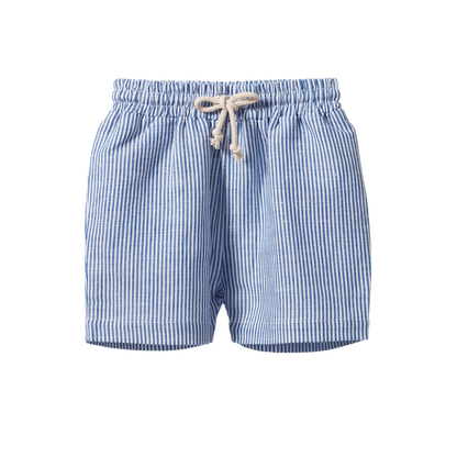 James Shorts Linen Blue Stripe