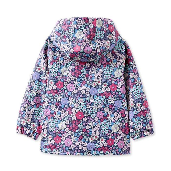 Milky Navy Bloom Rain Jacket