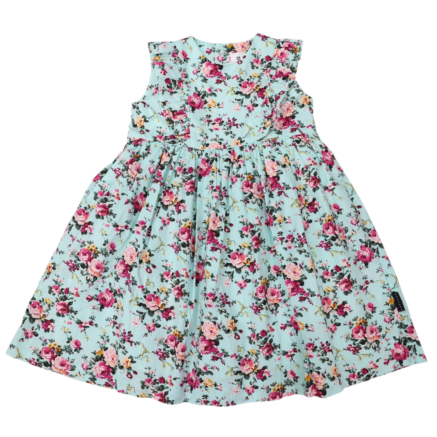 Korango Flower Dress with Frill Aqua