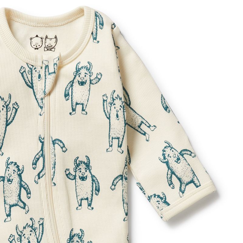 Organic Zipsuit with Feet Yeti