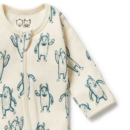 Organic Zipsuit with Feet Yeti