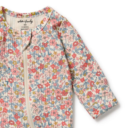 Organic Zipsuit with Feet Summer Bloom