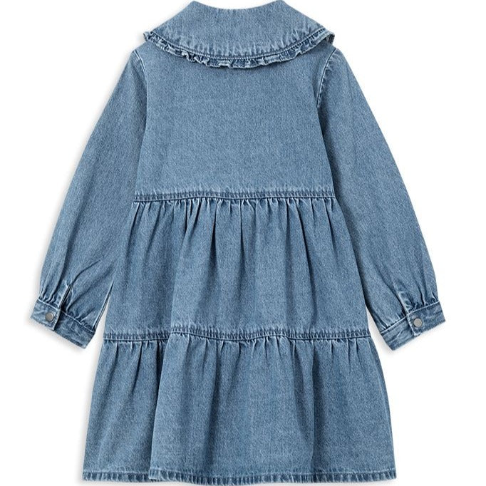 Denim Tiered Collared Dress