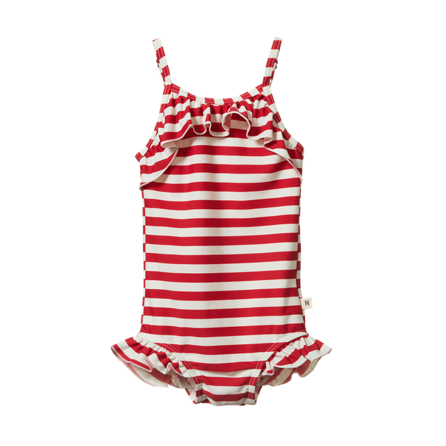 Frill Swimsuit Red Sea Stripe