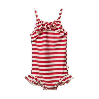 Frill Swimsuit Red Sea Stripe