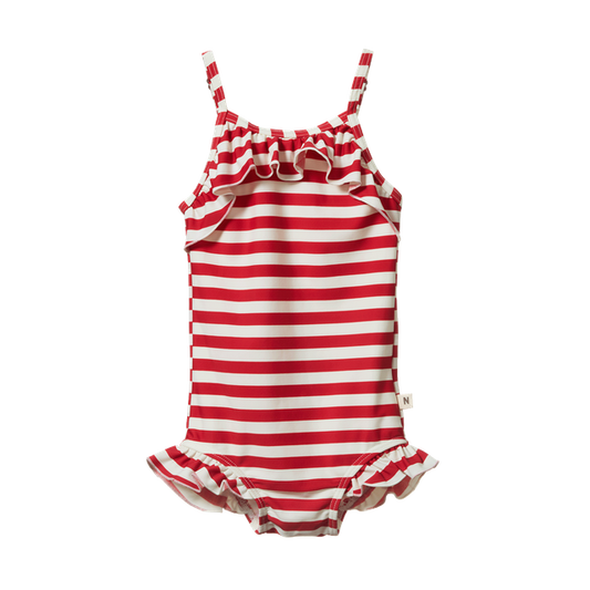 Frill Swimsuit Red Sea Stripe