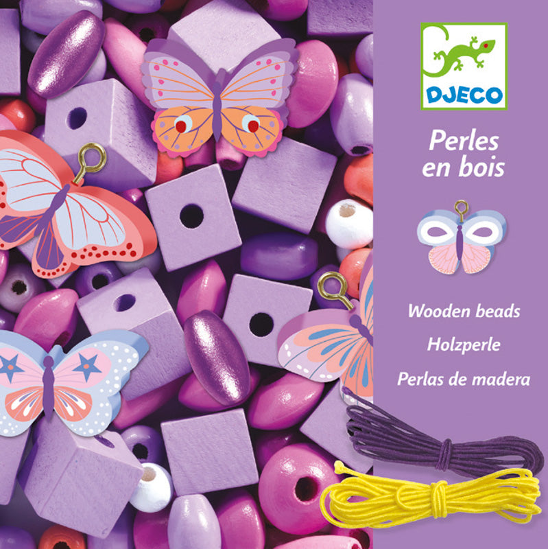 Djeco Colourful Butterfly Wooden Beads.
