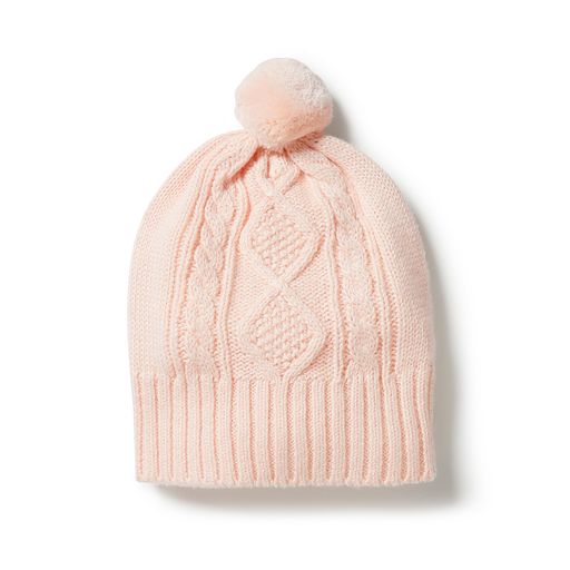 Knitted Cable Beanie Blush