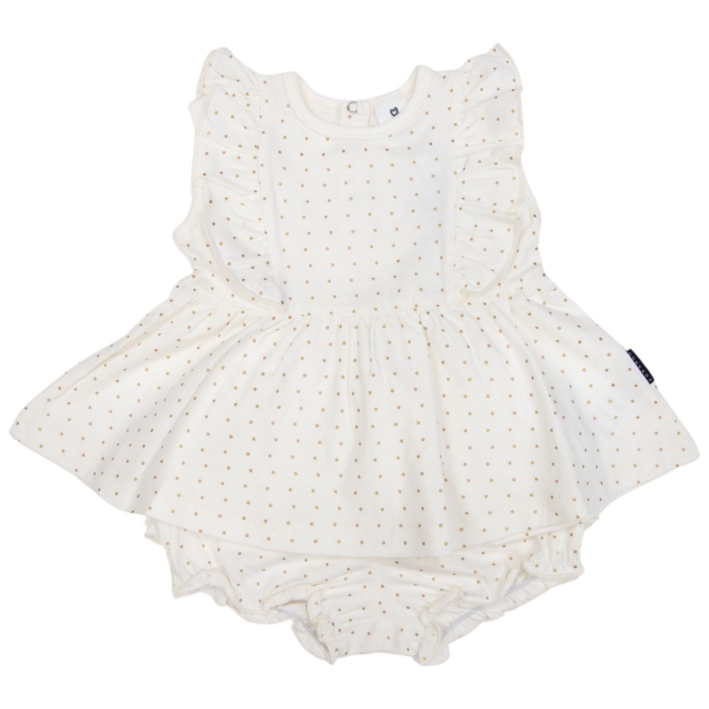 Gold Spot Frill Cotton Top & Bloomers White