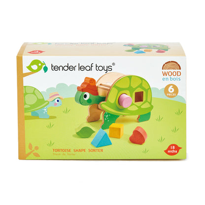 Tender Leaf Toys Wooden Tortoise Shape Sorter with Shapes.
