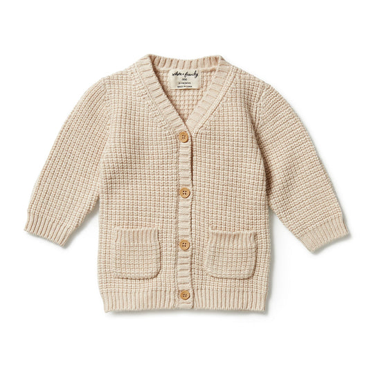Knitted Button Cardigan Oatmeal Melange Merimbula