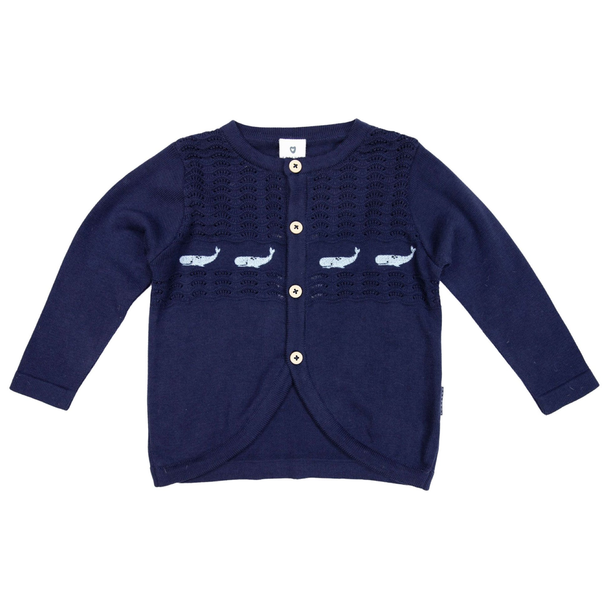 Whale Embroidered Cardigan Navy