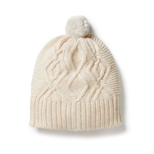 Knitted Cable Beanie Sand Melange