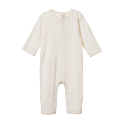 Nature Baby Henley Pyjama Suit Pointelle.