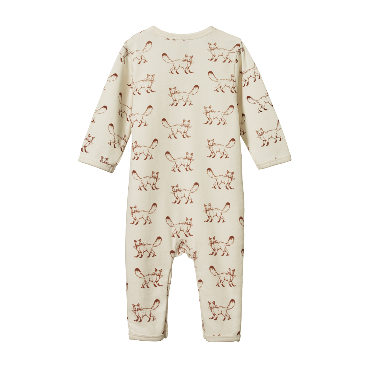 Nature Baby Organic Cotton Henley Pyjama Suit Fox Print.