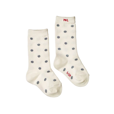 Nature Baby Organic Cotton Socks Grey Polka Dot.