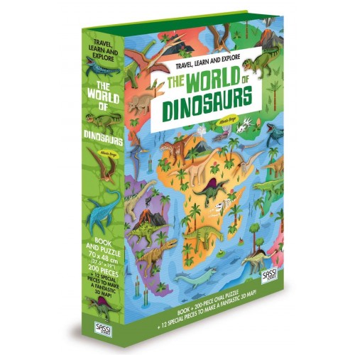 Sassi Travel, Learn and Explore Book and 3D Puzzle Set - World of Dinosaurs.